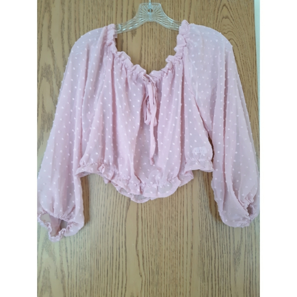 NWT | Shein Lacy Sheer Pink Crop Top
